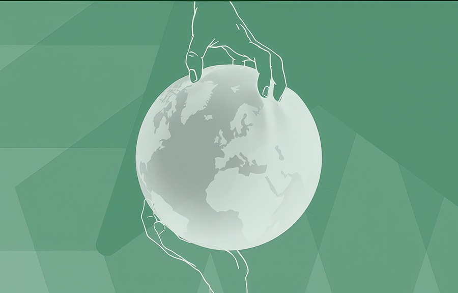 Ambio magazine logo, two hands holding the Earth